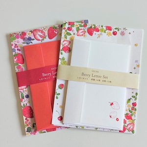 Strawberry Letter Set – Japanese Stationery – Gold Foil Writing Paper