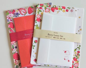 Strawberry Letter Set – Japanese Stationery – Gold Foil Writing Paper