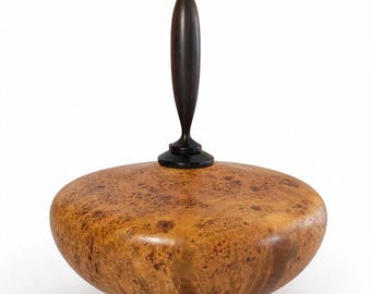 Turned Black Ash  Burl Wood Vase Hollow Form Vessel Signed LeMieux
