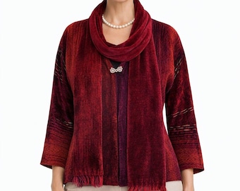 Vintage Cynthia Krause Weaver Women's Art To Wear Chenille Talbots Sweater & Scarf MINT condition