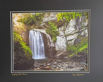 Vintage Signed Dan Backhaus Photo Looking Glass Falls Pisgah W/Mat