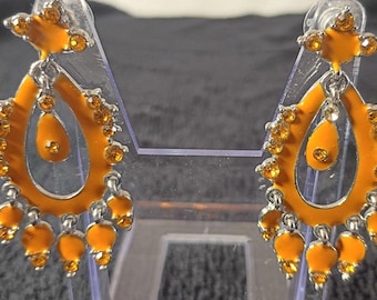 Vintage chandelier pendeloque Thermoset Enamel Listner Styl 60s Crystal Earings