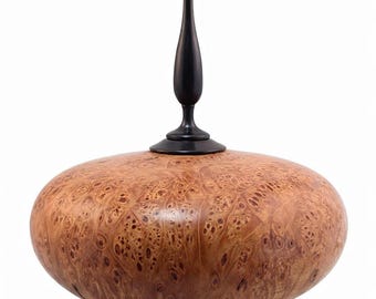 Turned Big Leaf Maple Burl Wood Vase Hollow Form Vessel Signed LeMieux
