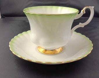 Vintage Royal Albert English  Rainbow Green Tea Cup Saucer
