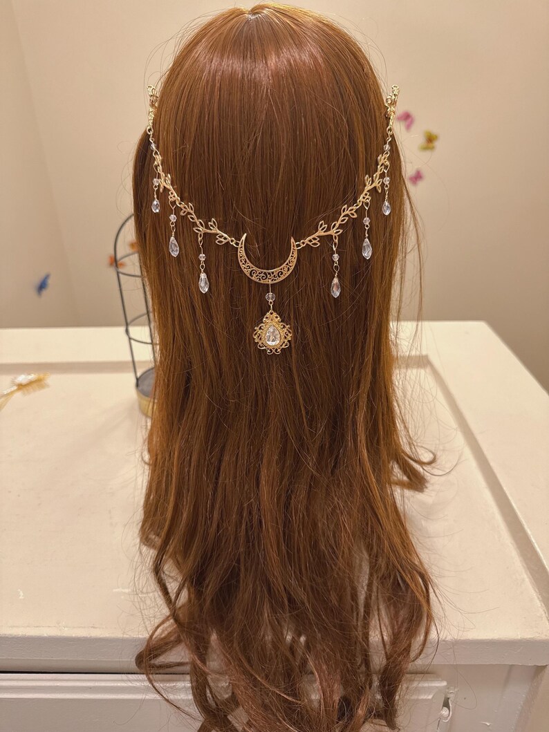 Bridal Crystal Moon Branch Hair Comb with Draped Veil – Fairy Wedding Accessory image 12