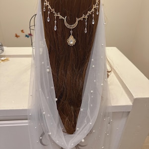 Bridal Crystal Moon Branch Hair Comb with Draped Veil – Fairy Wedding Accessory image 7