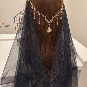 Bridal Crystal Moon Branch Hair Comb with Draped Veil – Fairy Wedding Accessory image 13