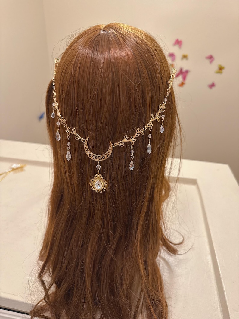 Bridal Crystal Moon Branch Hair Comb with Draped Veil – Fairy Wedding Accessory image 10