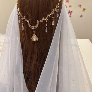 Bridal Crystal Moon Branch Hair Comb with Draped Veil – Fairy Wedding Accessory image 9