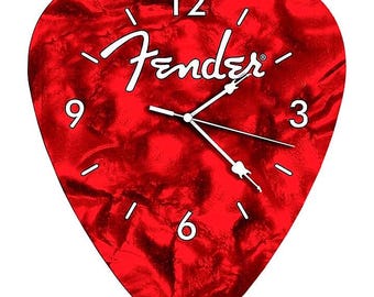 Reloj de pared con púa de guitarra Fender x Rojo