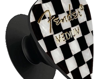 Empuñadura para teléfono con púa de guitarra Fender (a cuadros)