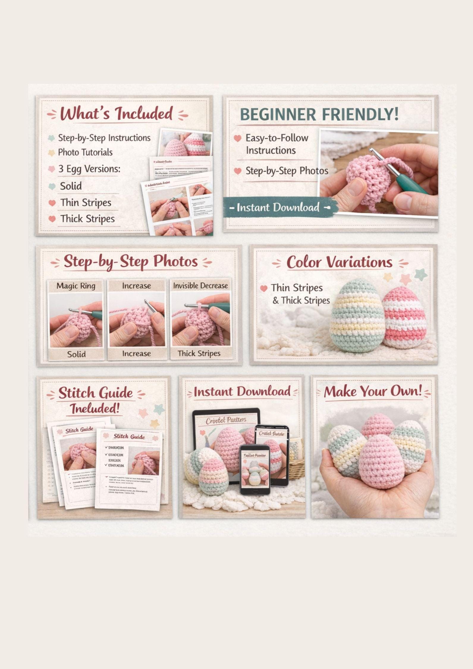 Crochet Easter Egg Pattern PDF, Amigurumi Egg Pattern, Egg Crochet ...