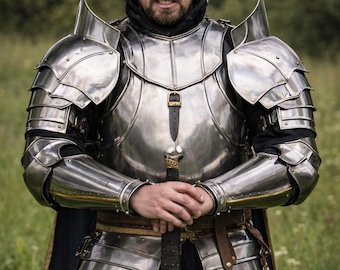 Medieval King Full Armor Costume – Steel Knight Armor Set – Renaissance Warrior Suit – LARP Cosplay Armor Set