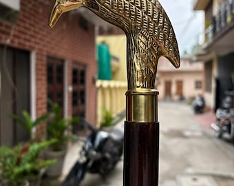 Victorian Brass Raven Walking Cane | Handmade Wooden Walking Stick | Gothic Crow Cane | Steampunk Costume Accessory | Gift for Men