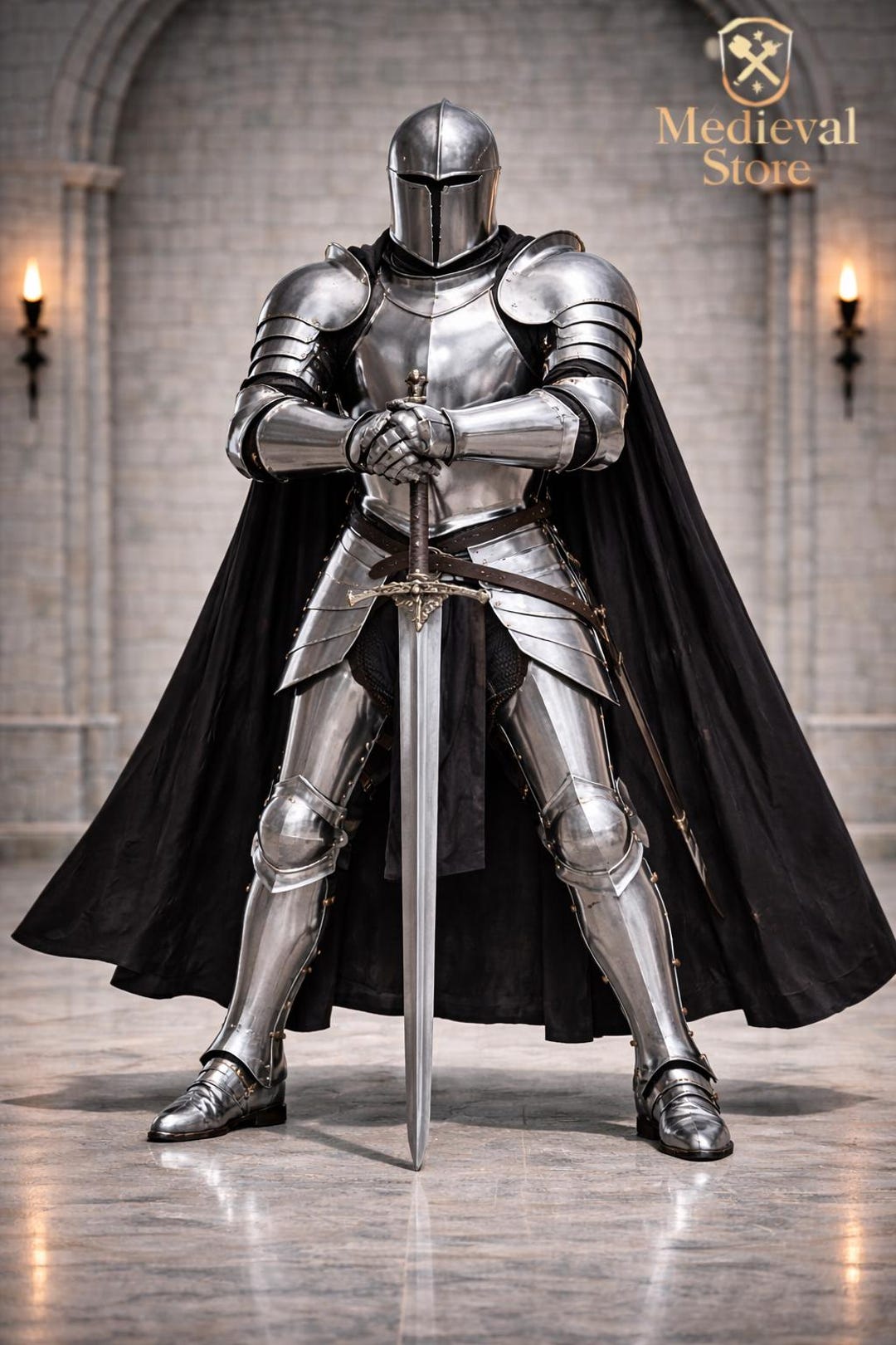 Polished Medieval Knight Armor Set – Full Plate Armor With Helmet ...