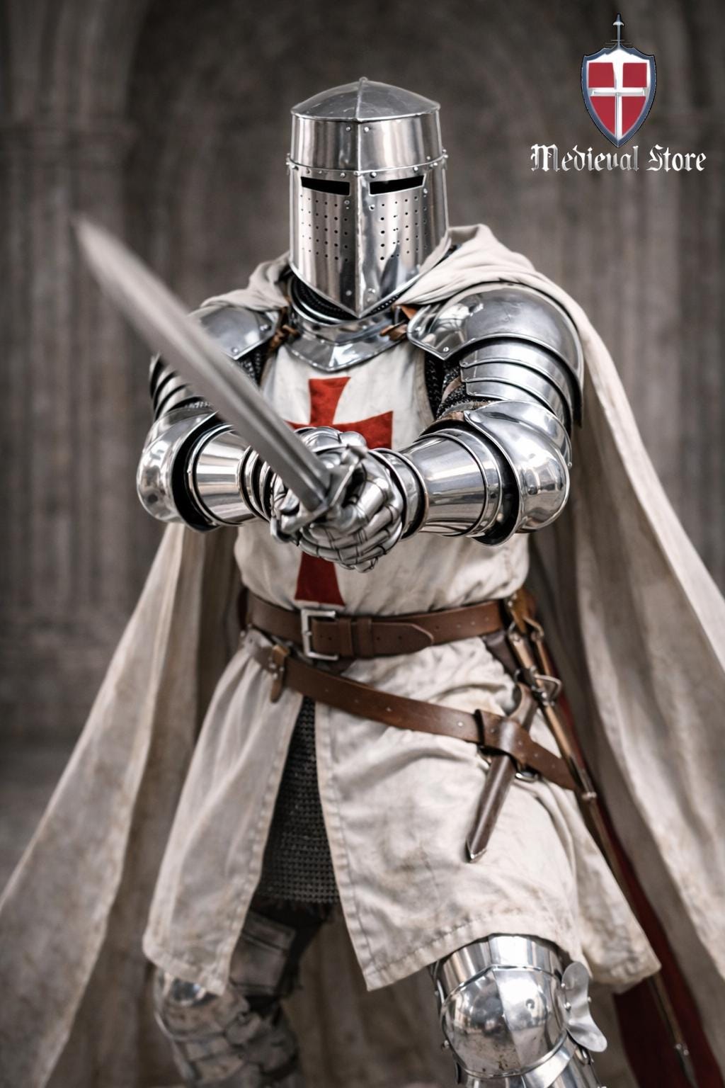 Templar Crusader Knight Armor Set Medieval Full Plate Costume With ...