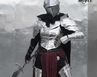 Armatura medievale in piastre d'acciaio / Armatura completa da cavaliere / Armatura medievale fatta a mano / Rievocazione storica, LARP, Armatura da esposizione