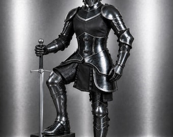 Set di armatura da cavaliere medievale, armatura in acciaio fatta a mano per donna, armatura completa da cavaliere, costume da cavaliere rinascimentale, tuta da cosplay LARP.