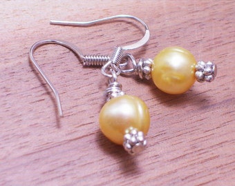 Golden Pearl Drop Earrings