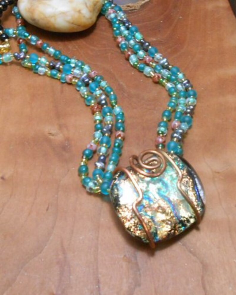 Beaded Wire Wrap Necklace in Copper Copper Wire Wrapped Etsy