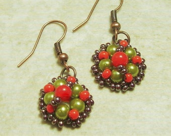 Small Beadwoven Earrings-Handmade Artisan Beadwork -  Beadweaving - Beadwoven Jewelry