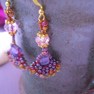 Delicate Bead Woven Fan Earrings