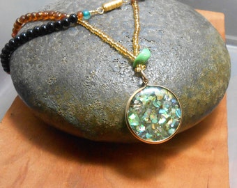 Beaded Abalone Dust Necklace