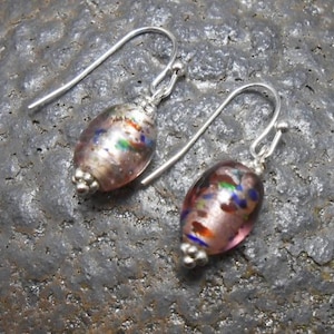 Purple-Venetian Murano Glass & Silver Earrings