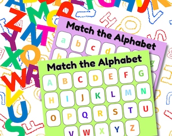 Abbina l'alfabeto - Gioco di apprendimento prescolare stampabile