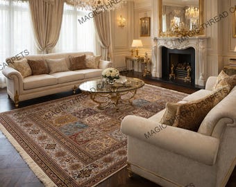 Alfombra de patchwork de seda hecha a mano / Alfombra Royal Heritage