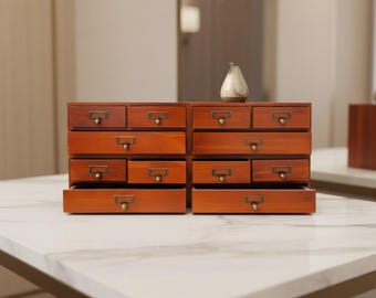 4-Piece Desktop Organizer Set | Wooden 3-Tier Drawers & Letter Tray