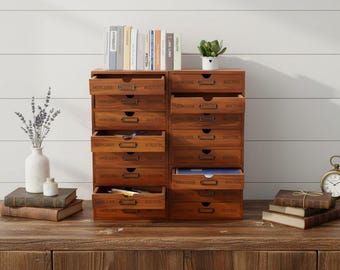 4-Tier Wooden Desktop Organizer | 16-Drawer Storage Box for Home, Office, Bedroom
