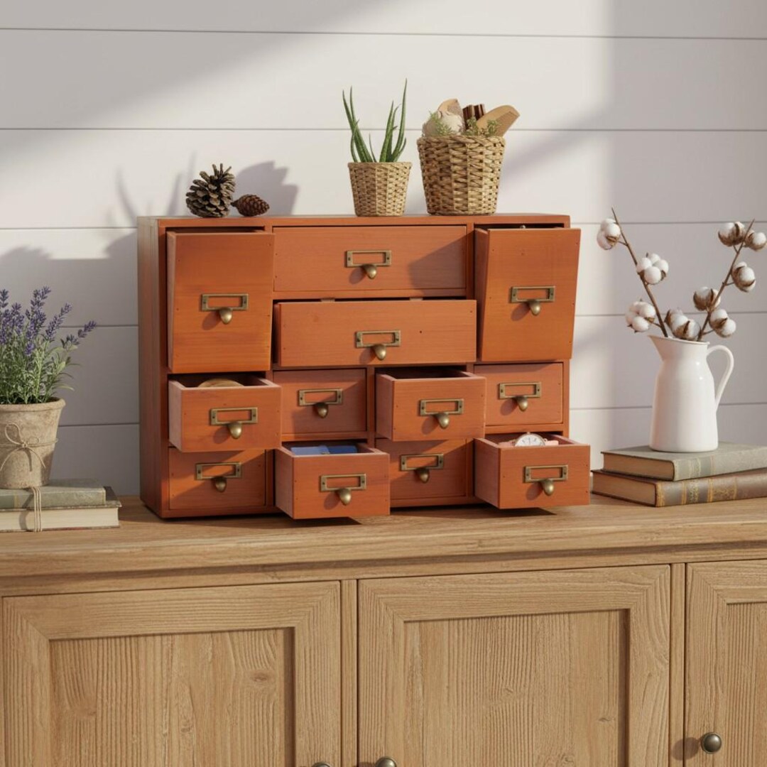 12-drawer Mesh Desktop Cabinet | Brown Storage Organizer for Home ...