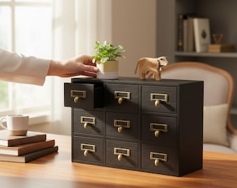 9-Drawer Wooden Apothecary Chest | Tabletop Cabinet for Kitchen, Living Room & Dresser