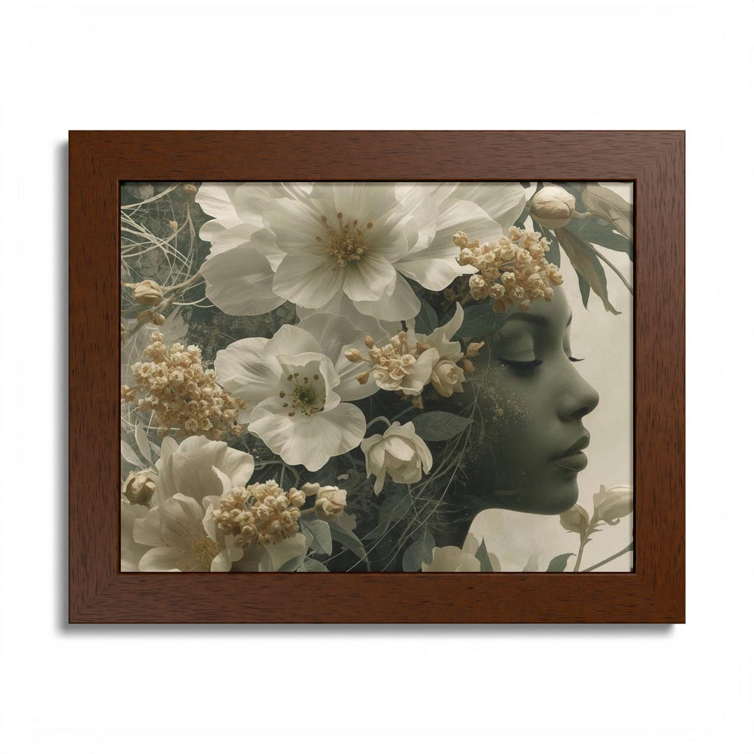 Floral Woman Portrait Framed Poster | Botanical Art Print - Etsy