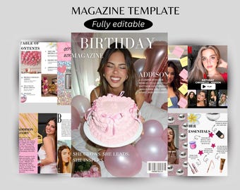 Birthday Magazine Template | Modern Canva Design (Digital Download)