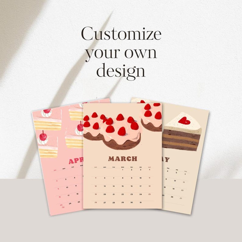 2026 Calendar | Cute Dessert Monthly Calendar | Pastel Aesthetic ...