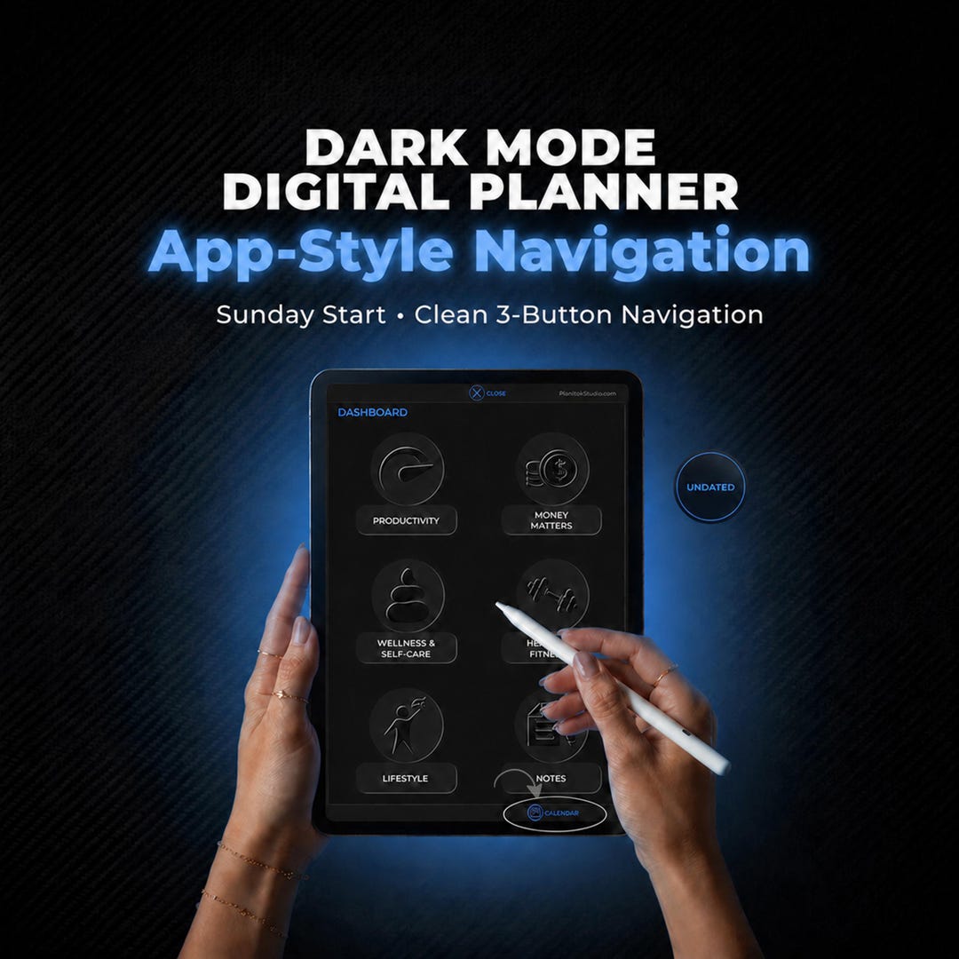 Dark Mode Undated Digital Planner for Goodnotes | Hyperlinked iPad ...