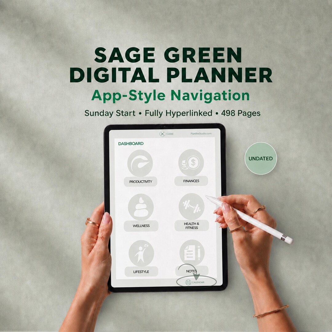 Undated Digital Planner for Goodnotes | Hyperlinked iPad Planner | App ...