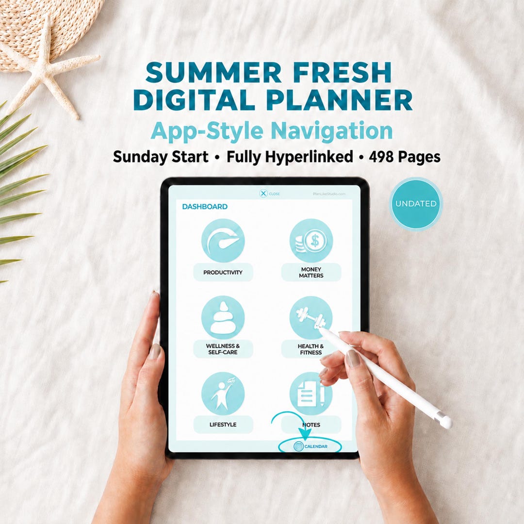 Undated Digital Planner for Goodnotes | Hyperlinked iPad Planner | App ...