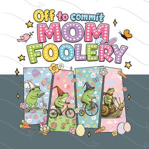 Off to commit mom foolery Wizard Frog PNG, Funny Mom Gift Idea, Magical Toad on Bike Digital Download, Vintage Tricycle Art