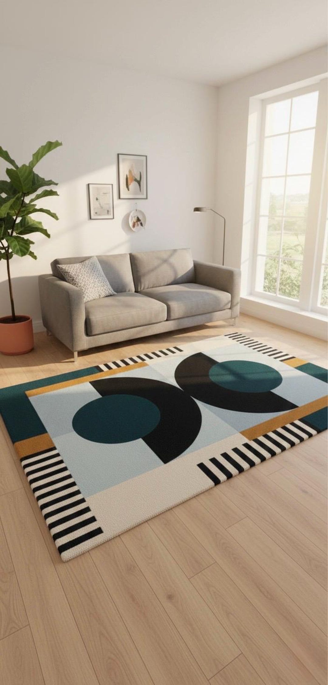 Geometric Mid Century Modern Rug, Abstract Earthy Tone Area Rug ...
