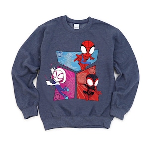vintage sweat-shirt rétro Spidey et Amazing Friends, sweat-shirt Spidey anniversaire de famille, sweat-shirt maman Spidey, sweat-shirt réunion Spidey image 3