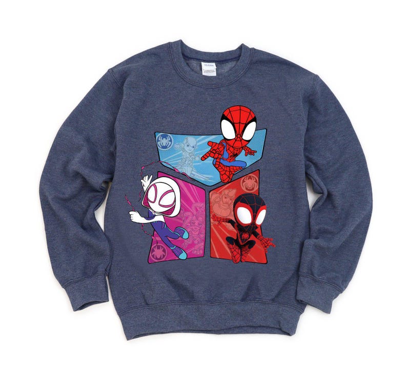 vintage sweat-shirt rétro Spidey et Amazing Friends, sweat-shirt Spidey anniversaire de famille, sweat-shirt maman Spidey, sweat-shirt réunion Spidey image 3
