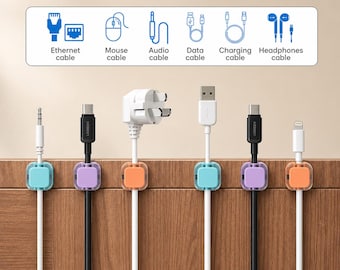 6 STKS magnetische kabelorganizerclips | Houder voor kabelbeheer bureau | Opberger voor USB-opladersnoer | Kleefdraadhouder voor thuiskantoorauto