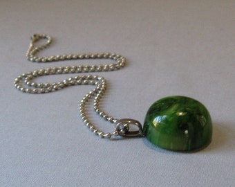 Collier Vintage Perles Bakélite ? Vert - Bijou Fantaisie Ancien - Occasion Très Bon état