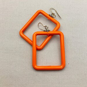 Orange Lucite Rectangle Dangle Earrings