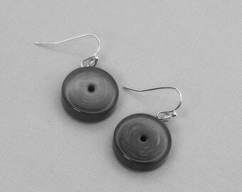 Gray Swirl Lucite Donut Earrings