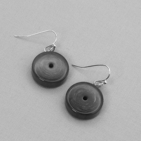 Gray Swirl Lucite Donut Earrings
