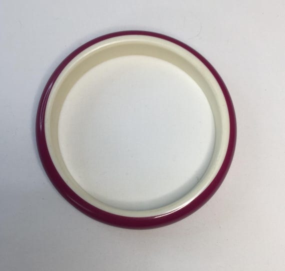 Deep Raspberry and Cream Lucite Bangle - image 4